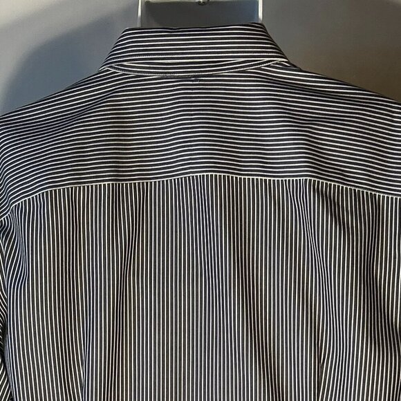 Lauren SZ 2X Navy Pinstripe Cotton Shirt Button Front Old Money Academia Classic - Picture 7 of 11